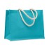 Jute tas met katoenen hengsels - turquoise